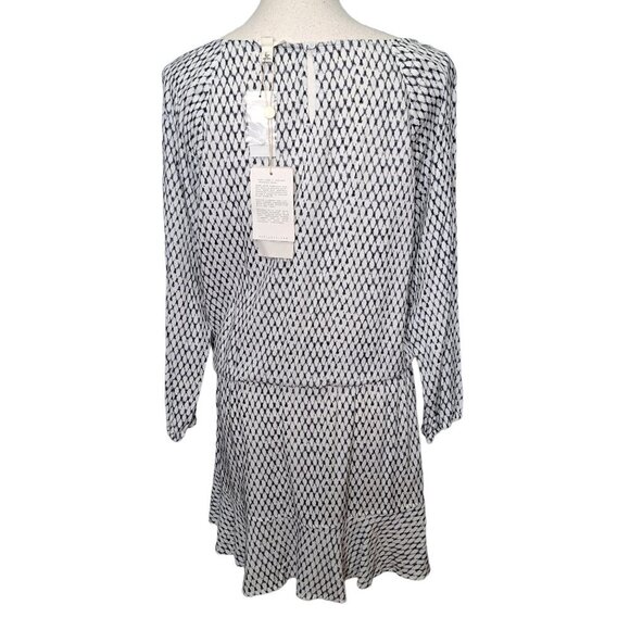 NEW Soft Joie Arryn B Blue White Geo Print Drawstring Waist Mermaid Hem Dress M - Picture 4 of 11